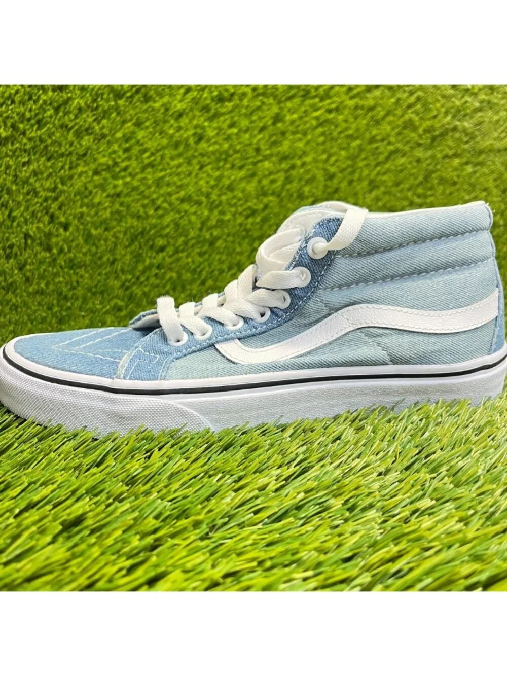 Vans Sk8-Mid Reissue Denim 2-Tone Womens Size 8.5 Blue Athletic Shoes Sneakers
